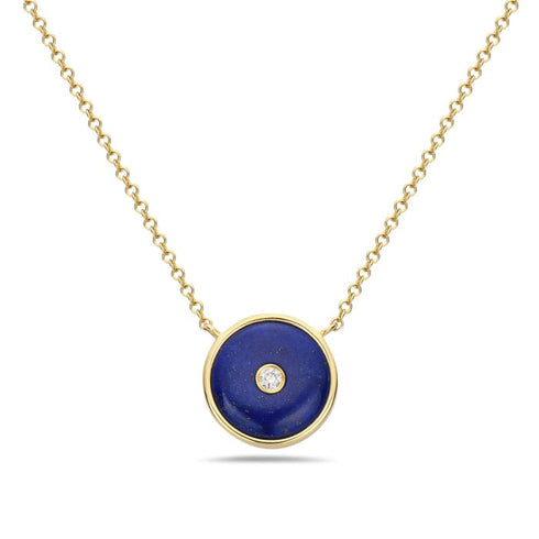 14KYellow Gold Blue Lapis and Diamond Necklace